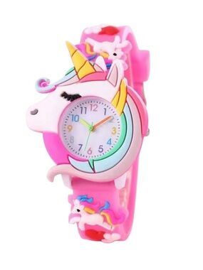 Girls Unicorn Analog Watch - Hot Pink
